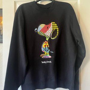TEDDY FRESH Snoopy Crewneck Sweatshirt Black - Size M